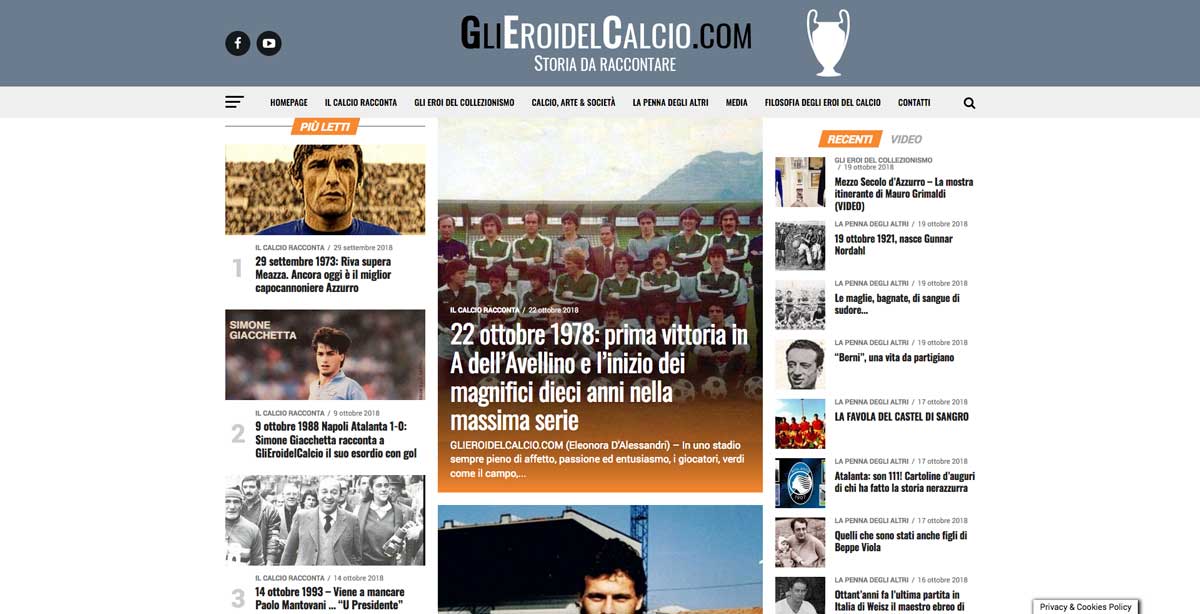 Eroi del calcio Sito Web